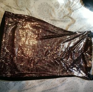 Coppery gunmetal sequin leopard dress